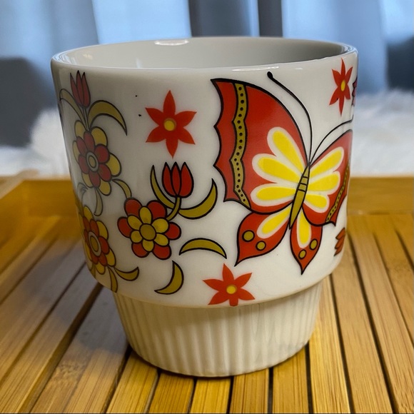 Mid Century Mug Butterflies - Red & Yellow